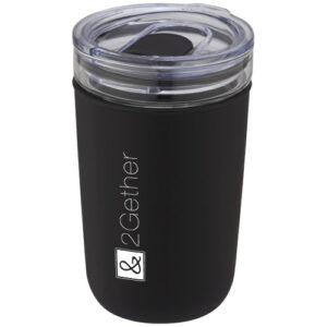 Bello 420 ml glazen beker met buitenwand van gerecycled plastic