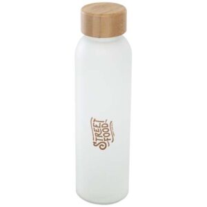 Lume 500 ml fles van mat natronkalkglas met bamboe deksel  