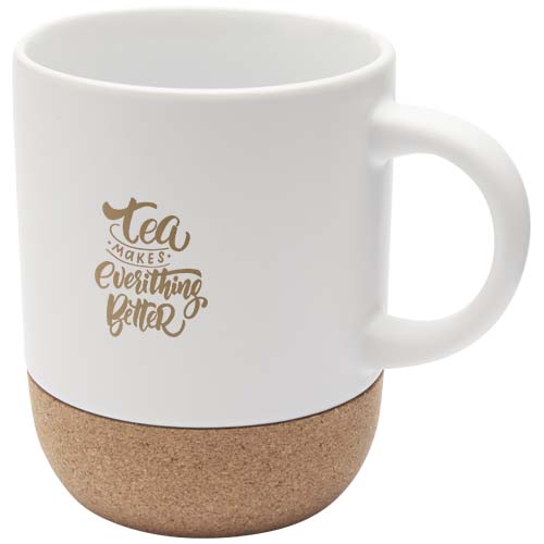 Billie 300 ml mok van keramiek met kurkdetails en matte afwerking
