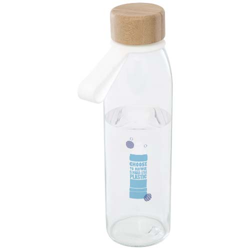 Porto 500 ml glazen waterfles met siliconen handgreep en bamboe deksel 