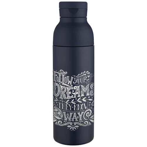 Illuminate 650 ml RCS gerecyclede dubbelwandige roestvrijstalen waterfles met 3-delige dekselset