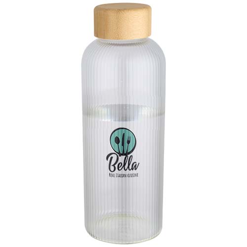 Mirage 650 ml enkelwandige fles van borosilicaatglas met bamboe deksel