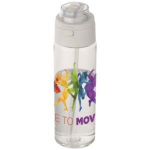 Theron 700 ml RCS-waterfles van gerecycled plastic met een deksel met dubbele functie en een uitklapbaar rietje