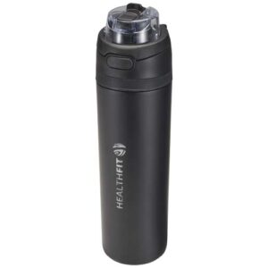 Theron 800 ml RCS enkelwandige gerecyclede roestvrijstalen waterfles, een deksel met dubbele functie en een uitklapbaar rietj