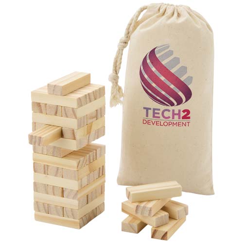 Jumble spel met omvallende toren van hout
