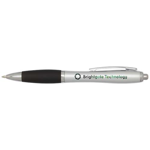 Nash RCS balpen van gerecycled plastic met zilveren behuizing en gekleurde grip (zwarte inkt)