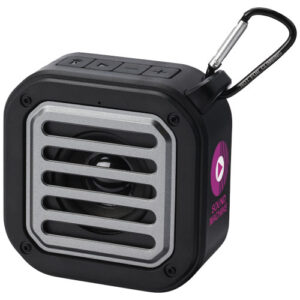 Solo IPX5 Bluetooth® speaker op zonne-energie van 3 W van RCS gerecycled plastic met karabijnhaak 