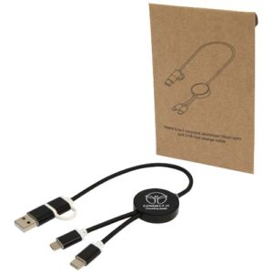 Alasia 5-in-1 30 cm datasynchronisatie- en 27 W snellaadkabel van gerecycled aluminium en plastic