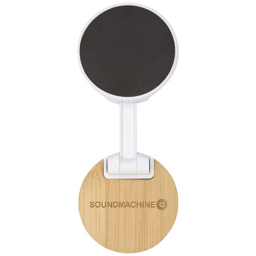 Alcor opvouwbare magnetische telefoonstandaard van gerecycled plastic met bamboedetails
